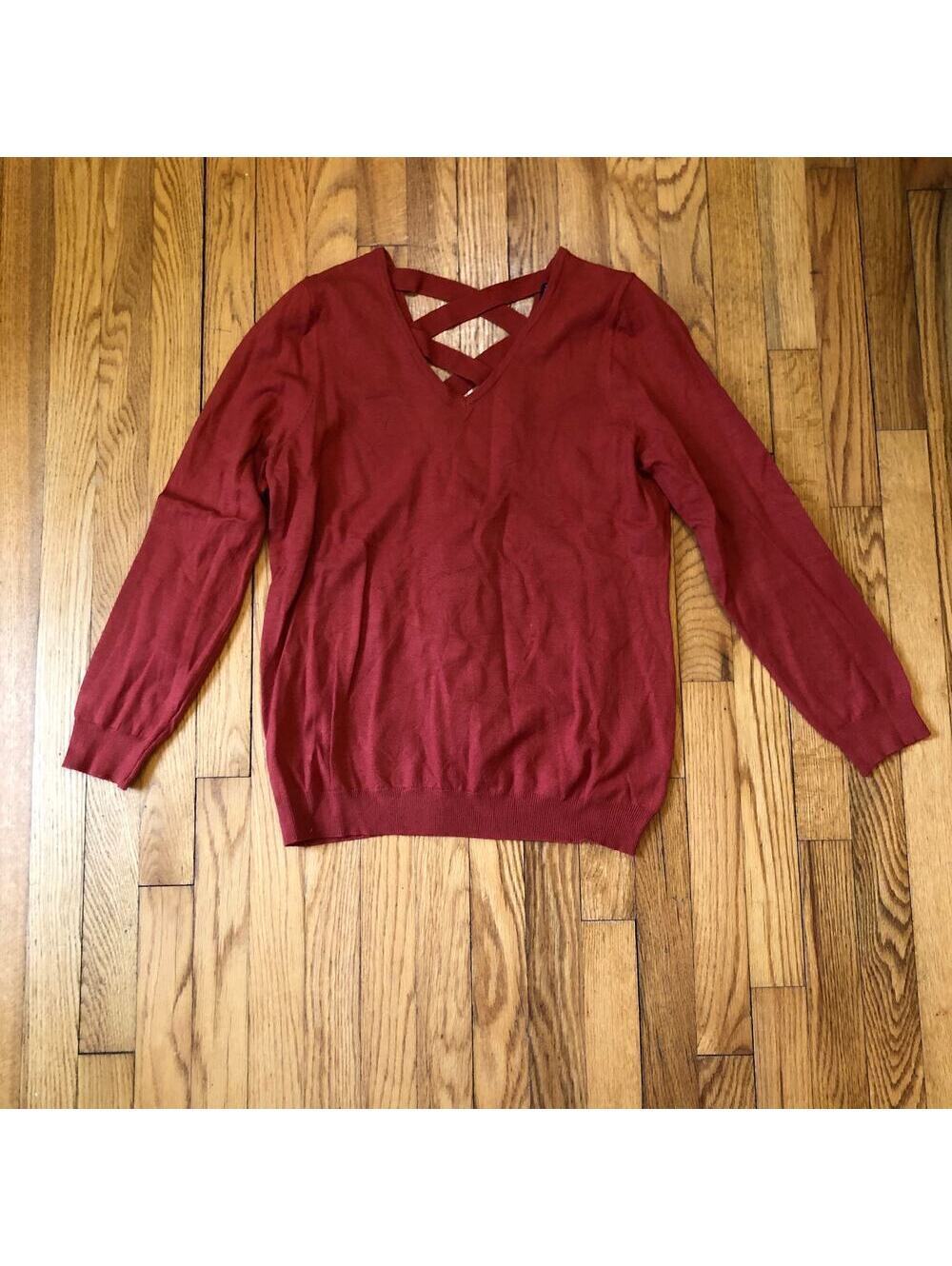 Love Ellie NWOT Women's Mia Back Cross Detail Burnt Orange Sweater Size L